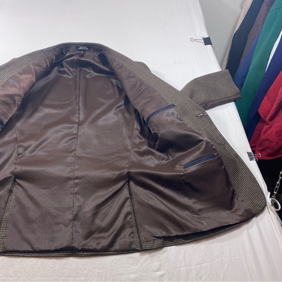 Tommy Hilfiger Blazer Jacket Men’s 40R Herringbone Plaid Brown black Sports Coat - Picture 11 of 15